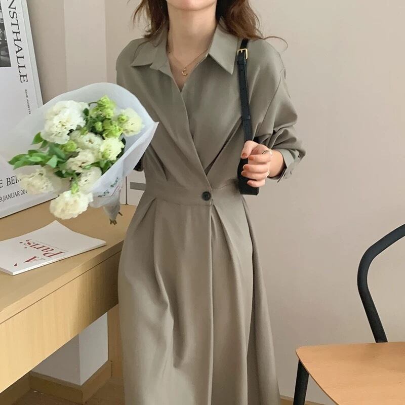 シックなフレンチレトロヘボンスタイル ロングワンピース ◆3col YH8646