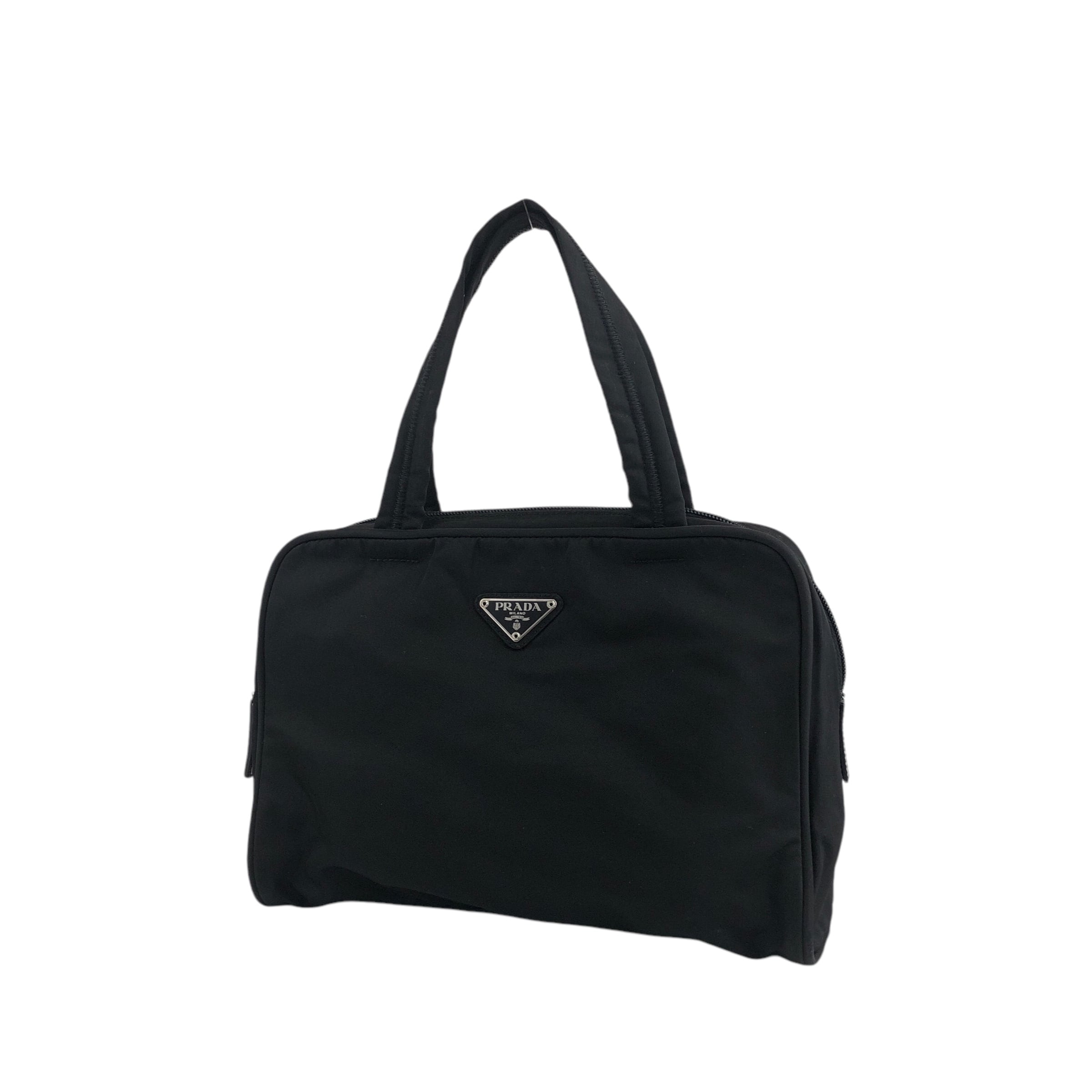 PRADA プラダ   ハンドバッグ ブラック トライアングルロゴ ナイロン ミニボストン vkstir PRADA プラダ ハンドバッグ ブラック トライアングルロゴ ナイロン