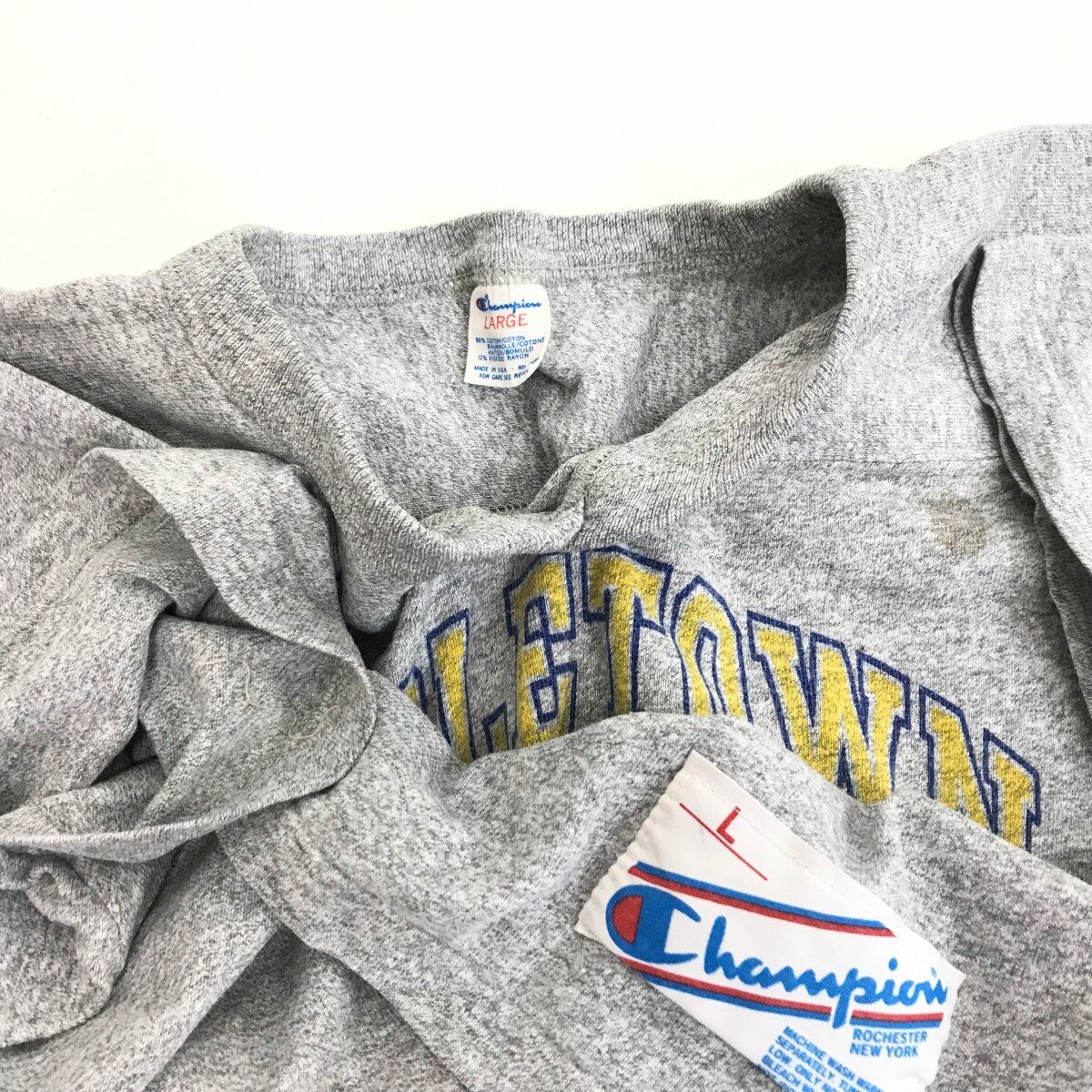 CHAMPION チャンピオン 80年代 USA製 半袖 フットボールＴシャツ トリコタグ 肩切り替え仕様 Tシャツ アッシュグレー L 半袖