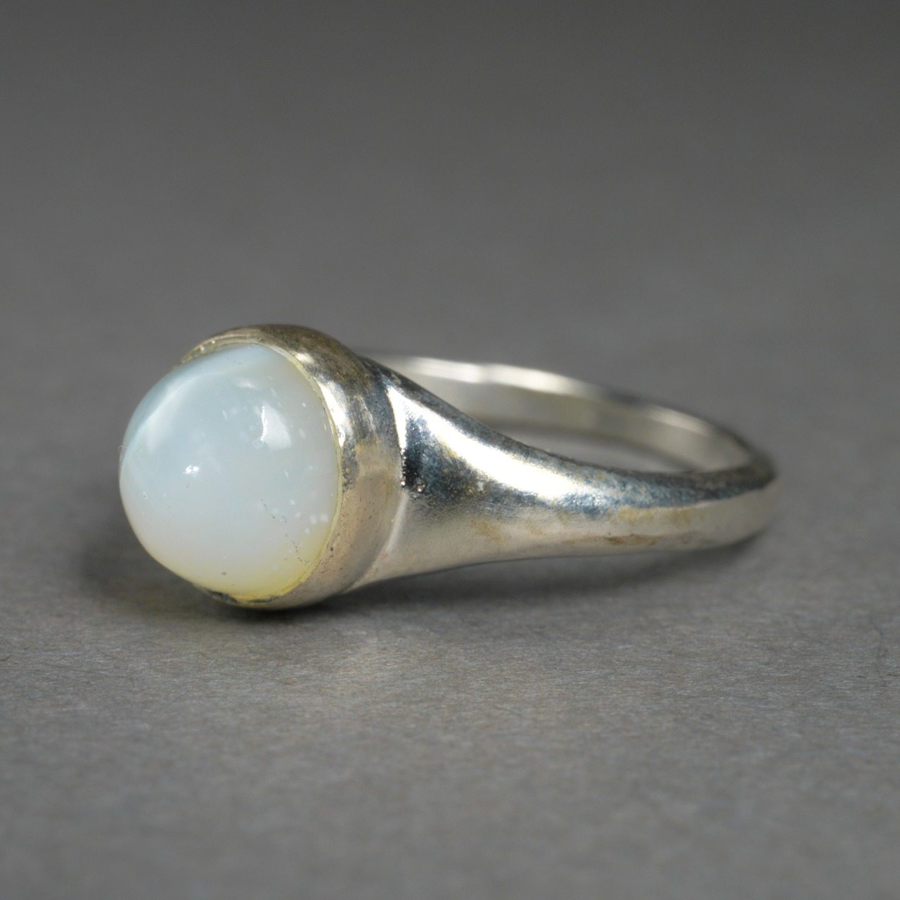 【１点もの】四分一銀リング #11 オパール キャッツアイ