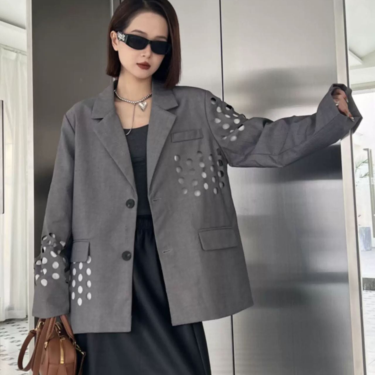 Dot Cutout Jacket 01324