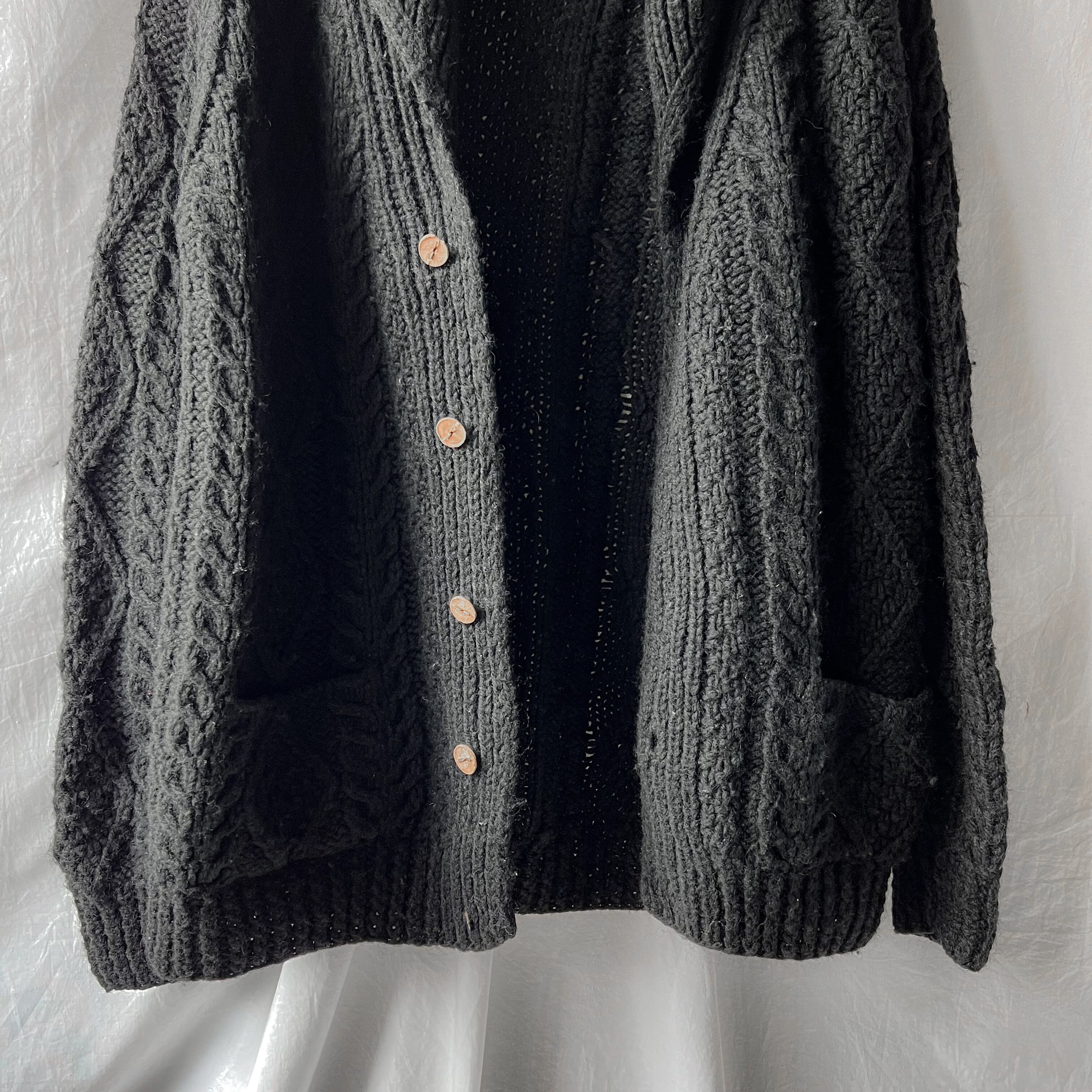 70s “saks fifth avenue” Cable knit cardigan made in italy ケーブル