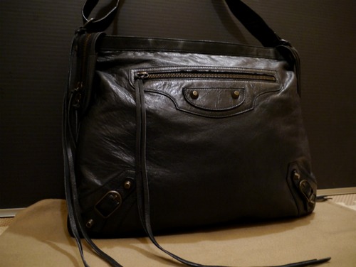 レア美◆BALENCIAGAバレンシアガ レザー ショルダーバッグ黒◆