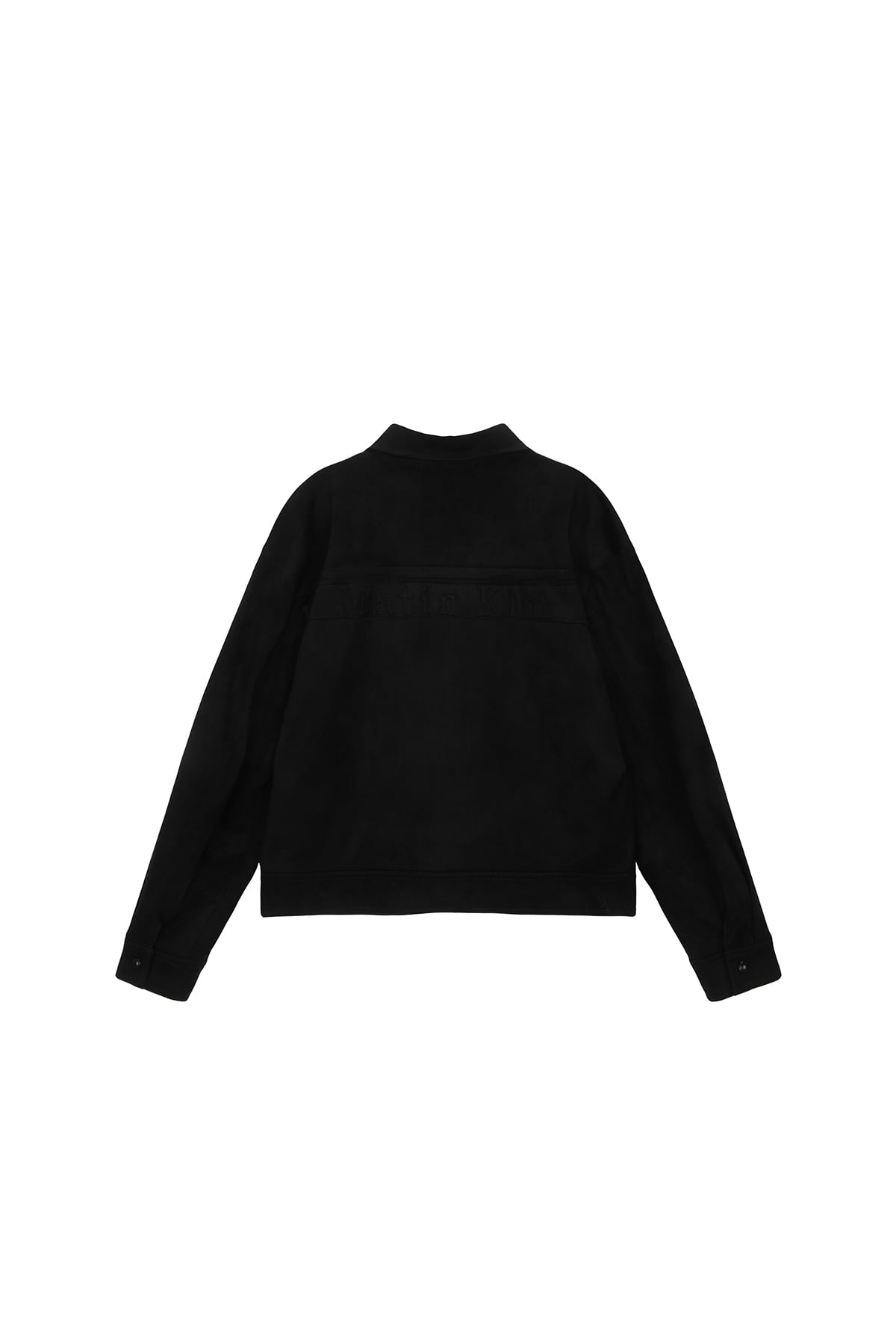 Matin Kim] BACK LOGO SUEDE BLOUSON JUMPER FOR MEN IN BLACK