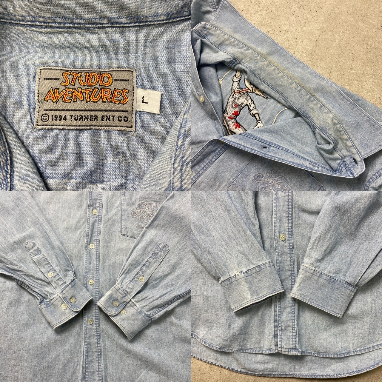 STUDIO AVENTURES DROOPY TEX AVERY デニムシャツ メンズL 古着  