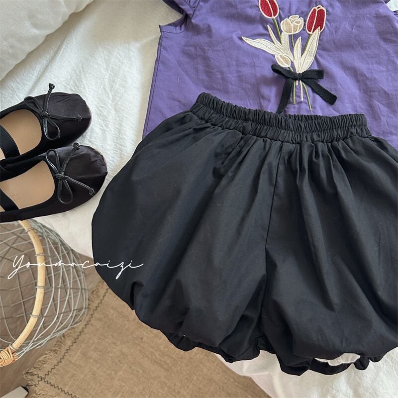 「予約」80-130cm かわいい かぼちゃ パンツ 女の子 無地 ショートパンツ