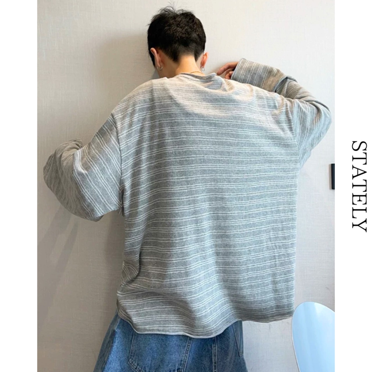 Fine Stripe ワイドロングTee_T15・画像6