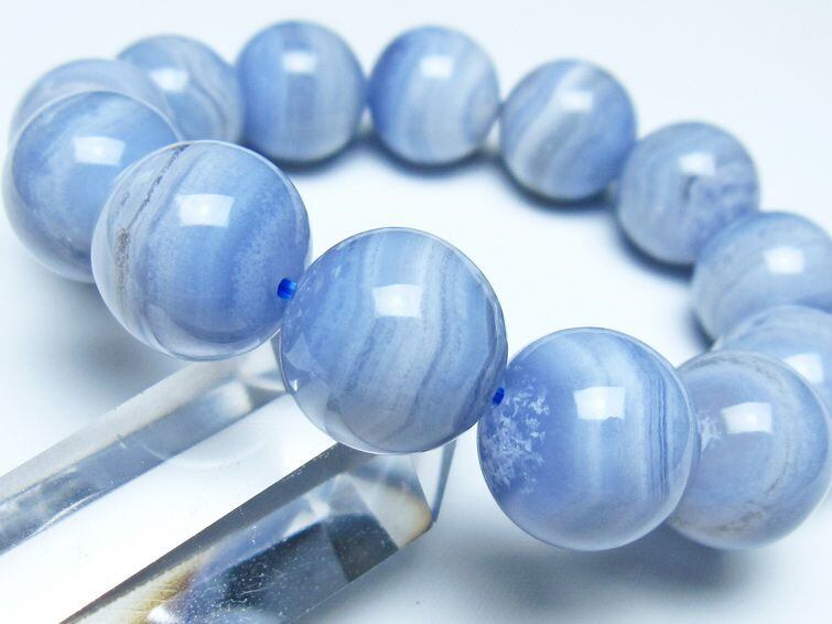 ブルーレースアゲート ブレスレット 16mm おまかせ便 一点物 111-52406