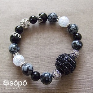 108. power stone jewelry bracelet -gray & black-