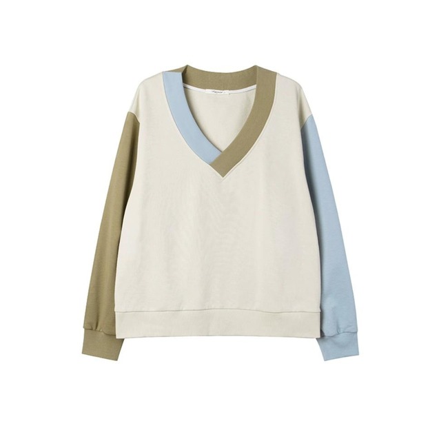 Color Block V-Neck Sweatshirt