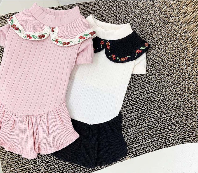 【SALE】marueri onepiece XS ~ XL  /  犬服 新作 ワンピース フリル ドッグウェア お揃い 小型犬 中型犬 犬 服　onepiece53