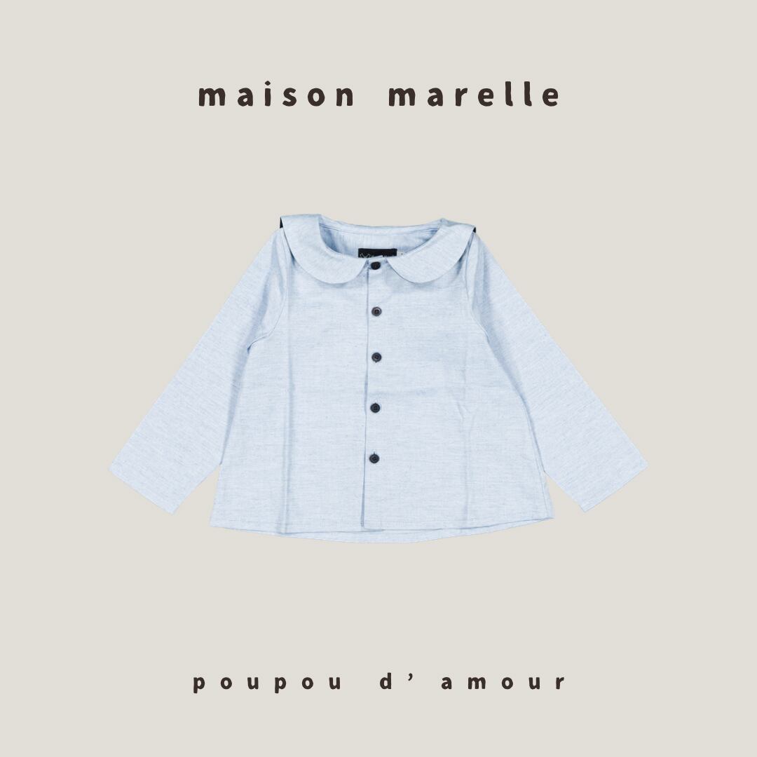 6Y〜12Y 送料無料【予約】maison marelle|Shirt MONCEAU - heathered blue/(11月上旬以降入荷予定)