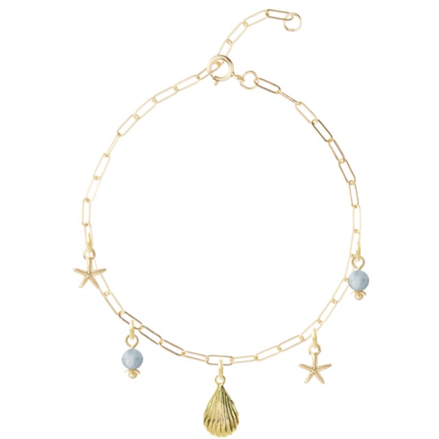 Aquamarine gold shell bracelet