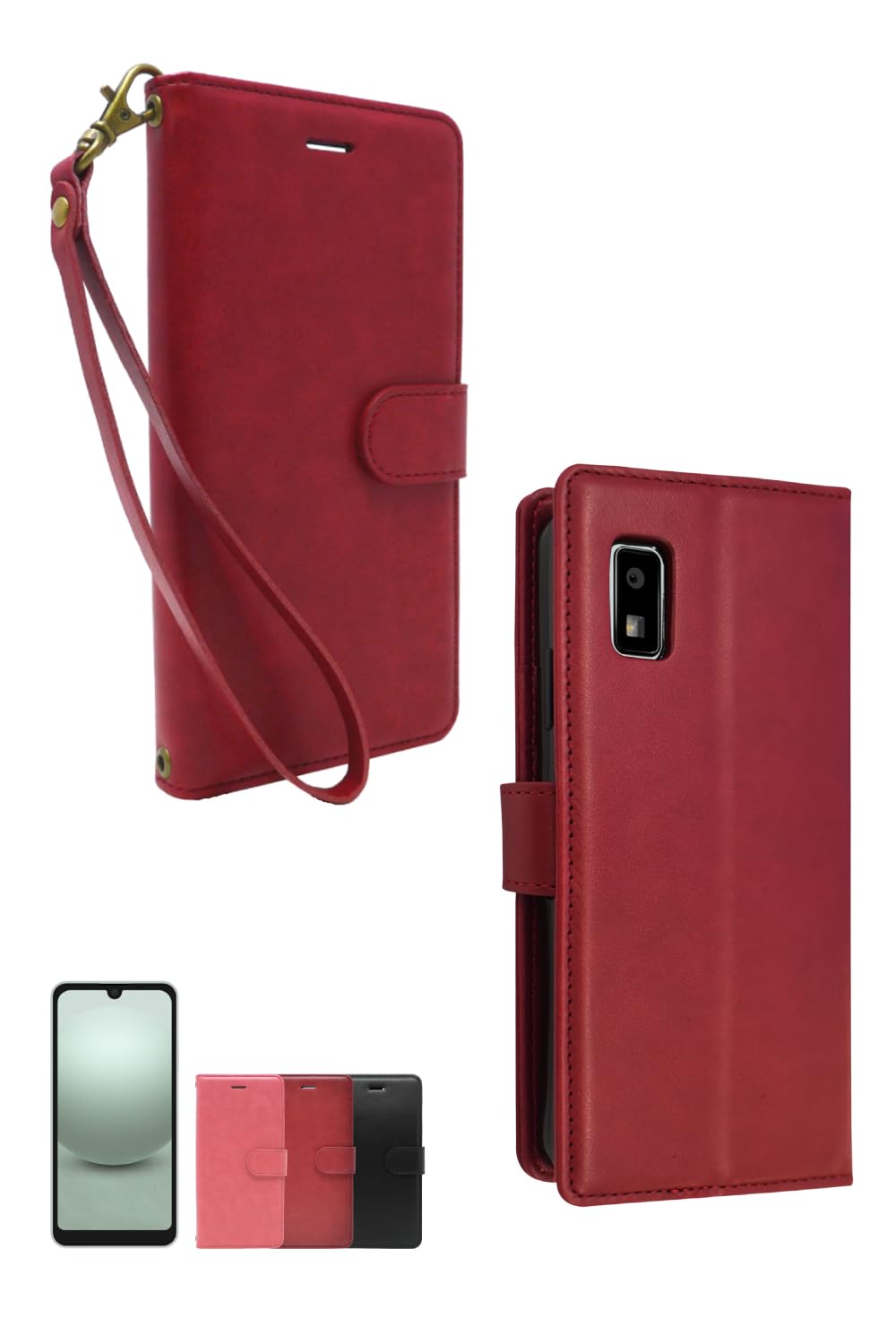 シズカウィル AQUOS wish3 用 手帳型 ケース グレイスケース カージナルレッド 1個入り