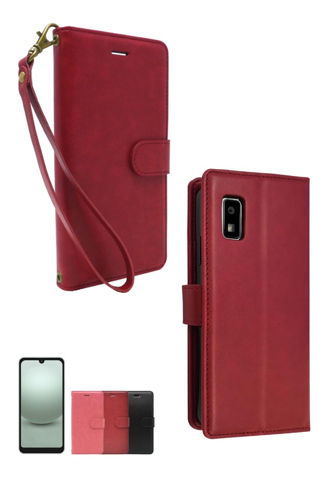 シズカウィル AQUOS wish3 用 手帳型 ケース グレイスケース カージナルレッド 1個入り
