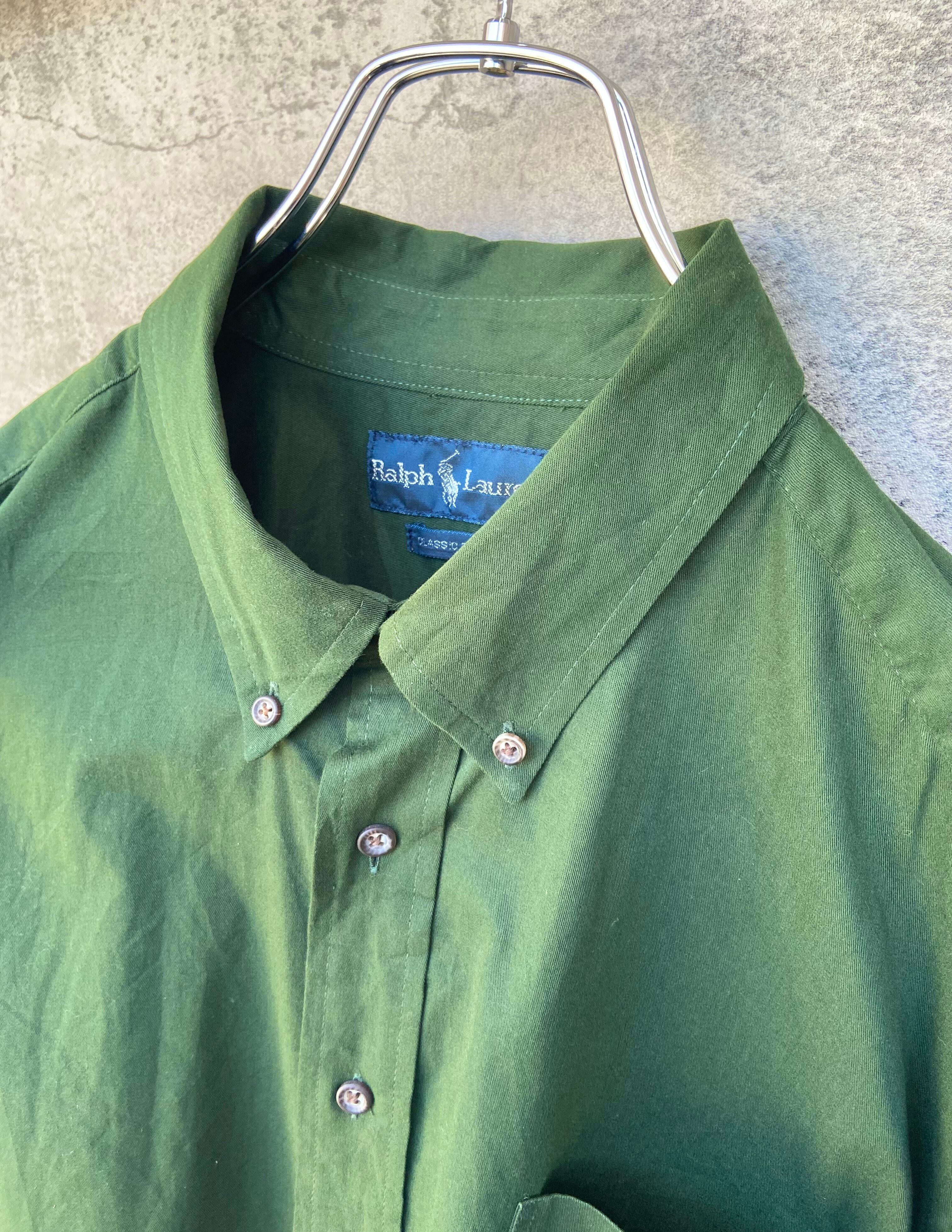 美品 POLO RALPH LAUREN /ポロ ラルフローレン　90s 緑 長袖シャツ 刺繍ロゴ L オーバーサイズ | 【古着  らくふる】ビンテージ&リメイク専門のオンライン古着SHOP powered by BASE