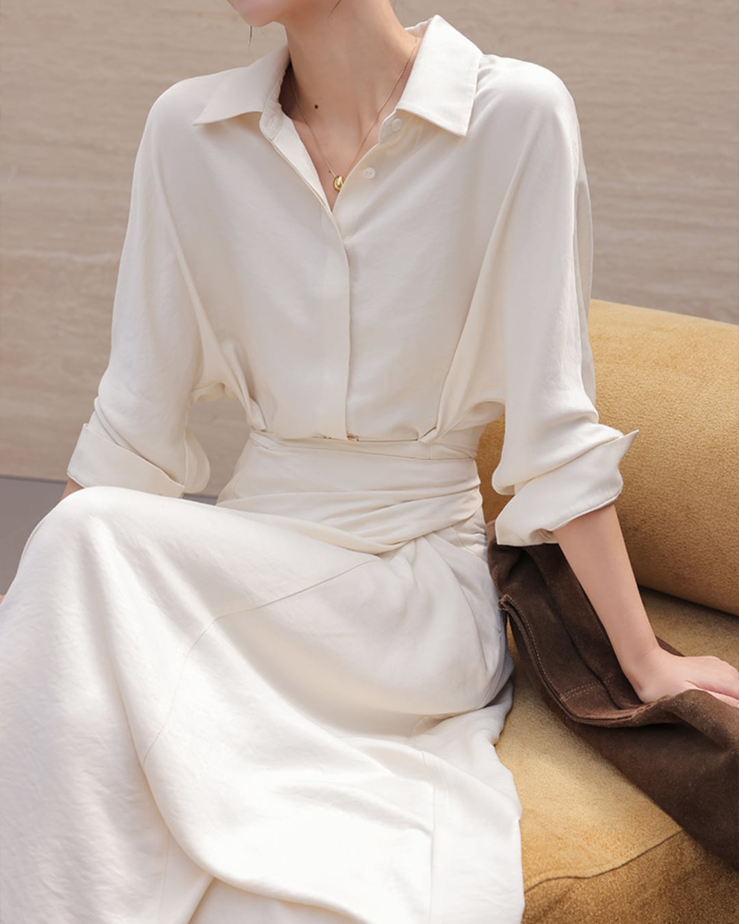 ウエストラップシャツワンピース A25061