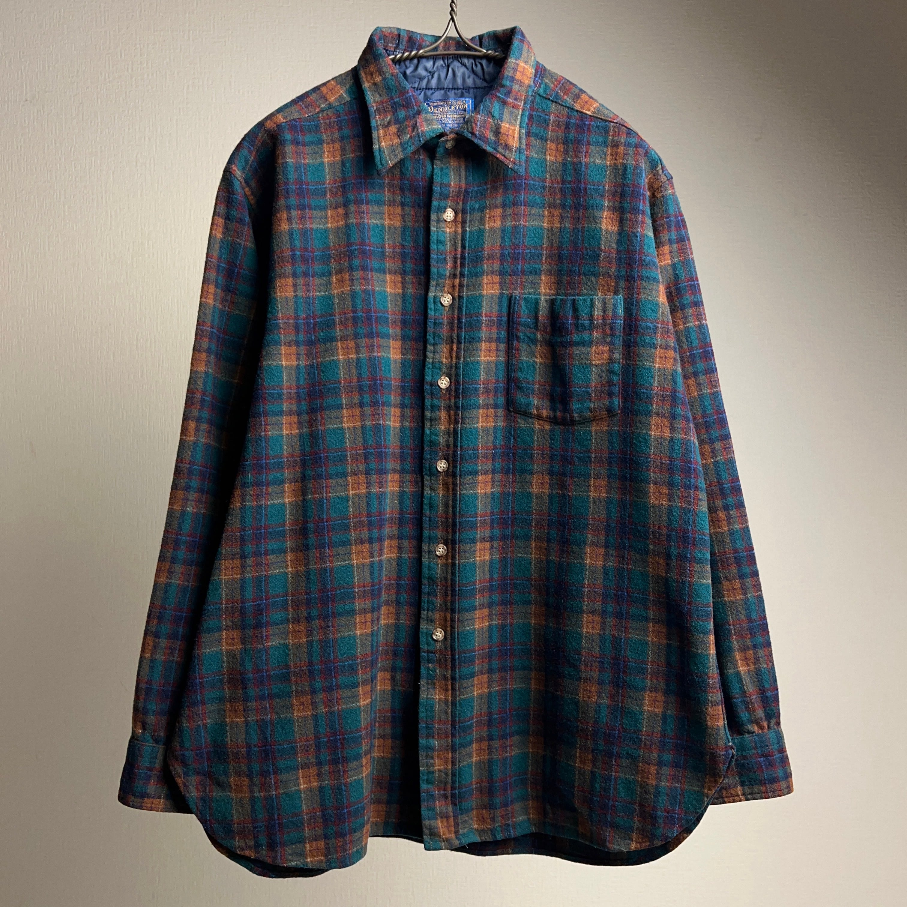 70's~80's “PENDLETON” Plaid Wool Shirt SIZE XL USA製 70年代 80年代 ペンドルトン  ウールチェックシャツ 長袖【0929A25】【送料無料】