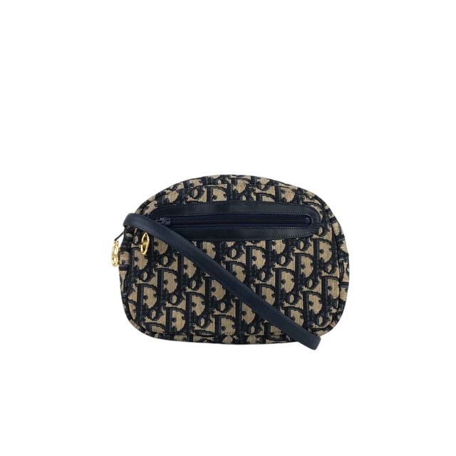 Christian Dior クリスチャン ディオール トロッター ショルダーバッグ ネイビー ジャガード ラウンド vintage ヴィンテージ オールド 4i3cez