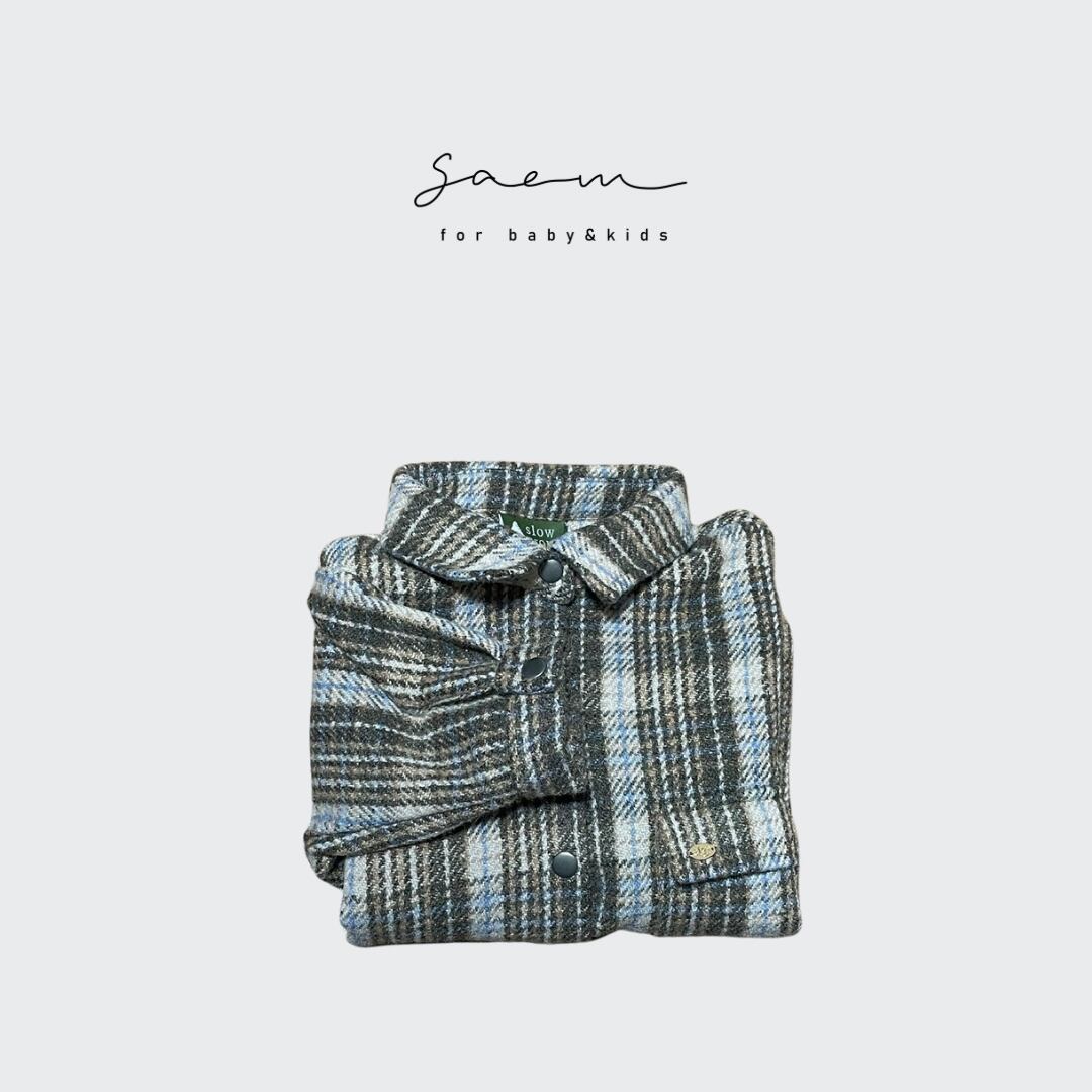 【即納】wool plaid shirt/slow grow