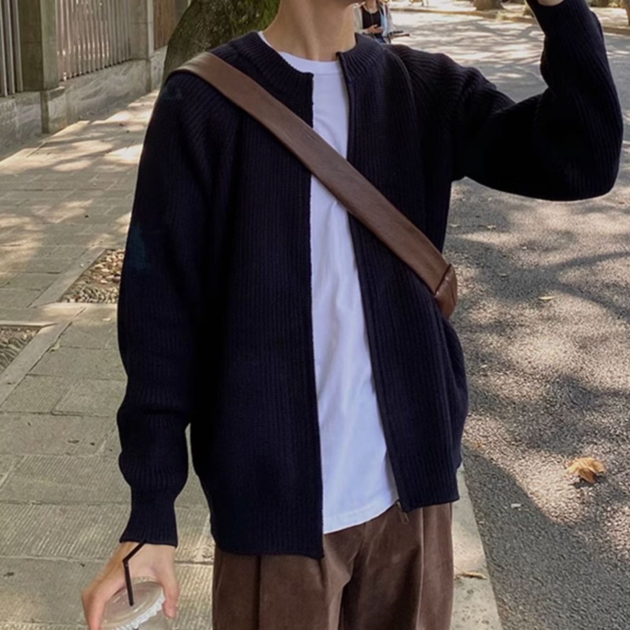 ジップアップシンプルカーディガン　921