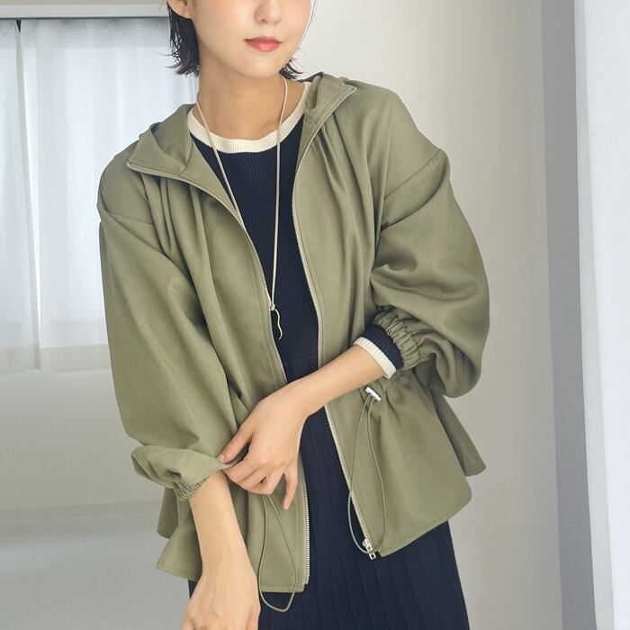ブルゾン レディース アウター 裾フレア フード付き ジップブルゾン