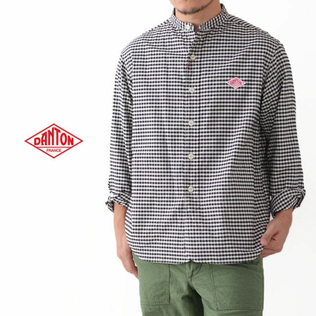 DANTON [ダントン] M's L/S OXFORD PLAID NO COLLAR SHIRTS [JD