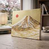一点物 油彩画【旭日黄金富士】F3号 原画 富士山インテリア | HIROSHI1990