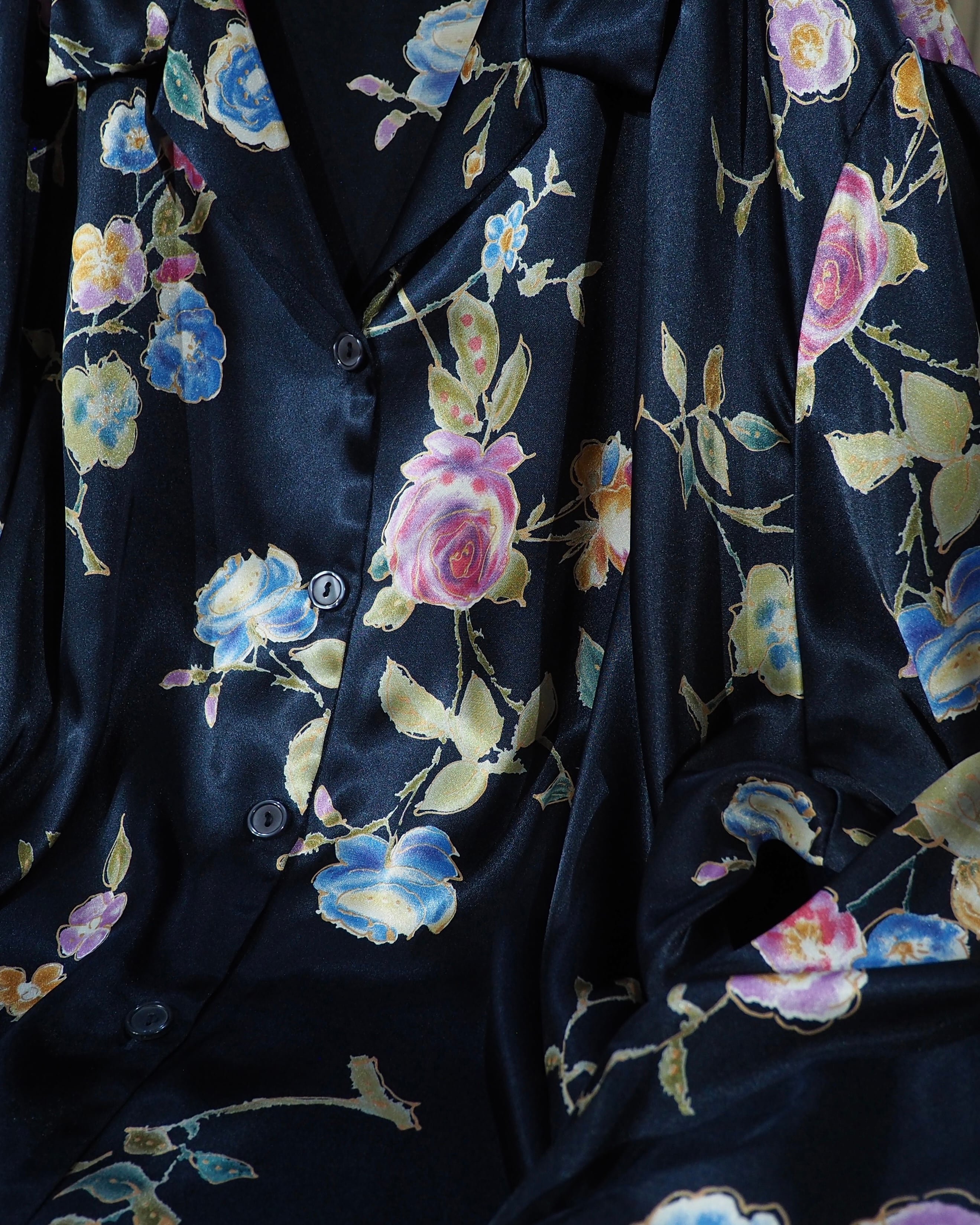 Beautiful Luxury Flower printed Drape loose Open collar Shirt