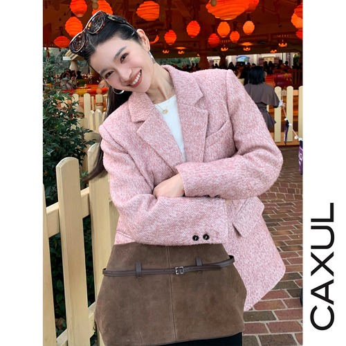 ヘリンボーン キルトwool jacket/2color