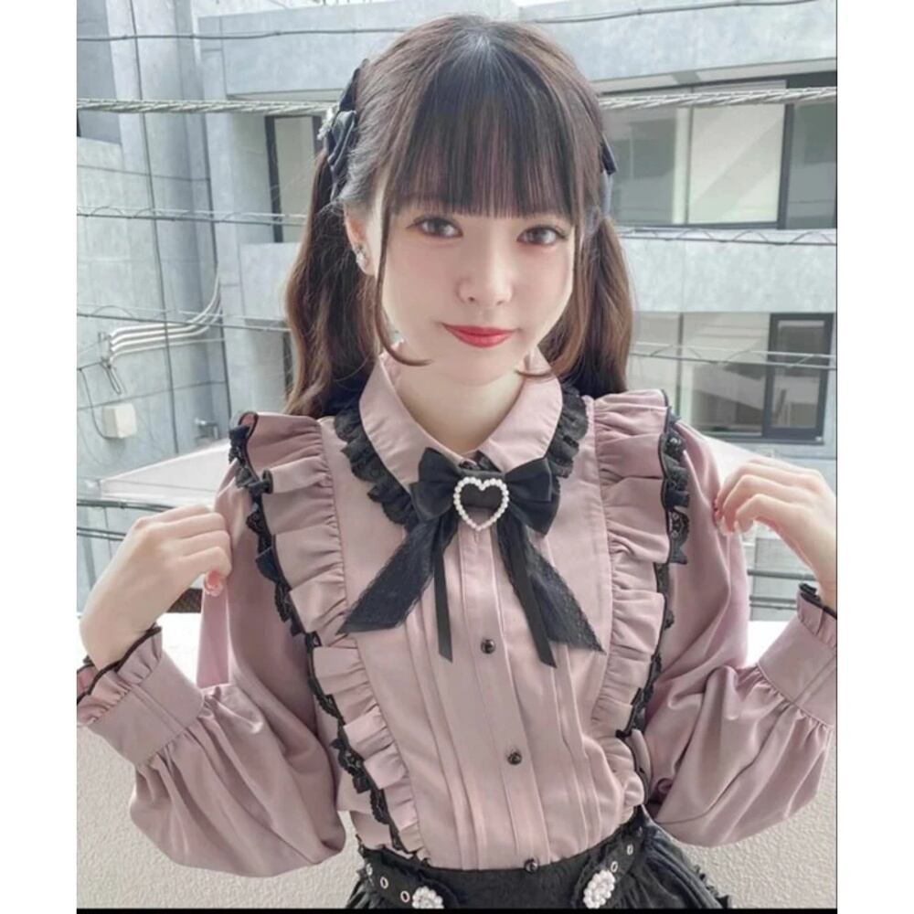 地雷系ロリータ-女性用長袖シャツ,素敵な日本のブラウス,エレガント