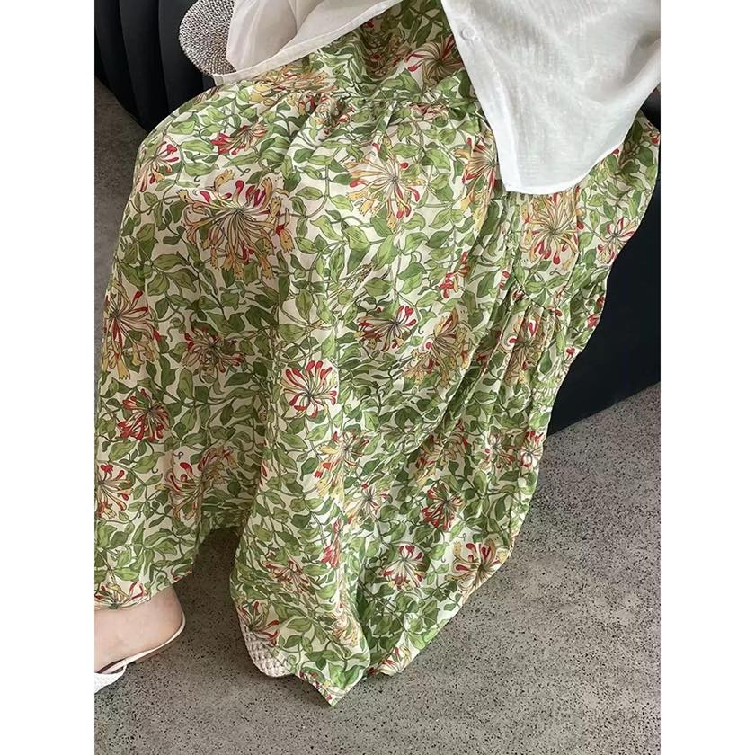 green botanical flared skirt | colorer