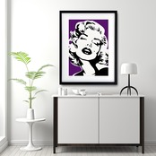 Monroe Love Purple｜モノクロ×パープル女性ポートレイトポスター｜洗練と遊び心を兼ね備えた都会的インテリアA2ポスター