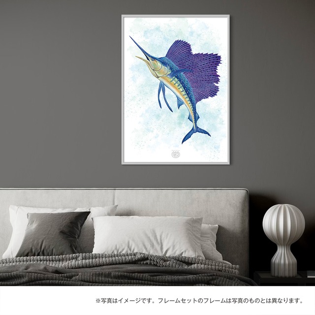 【海のいきものアートポスター／魚】バショウカジキ