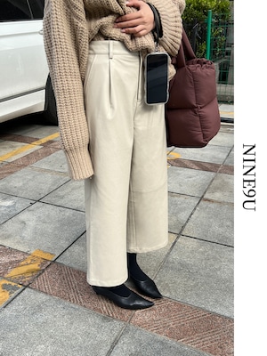 leather cropped wide pants 2color【NINE6805】