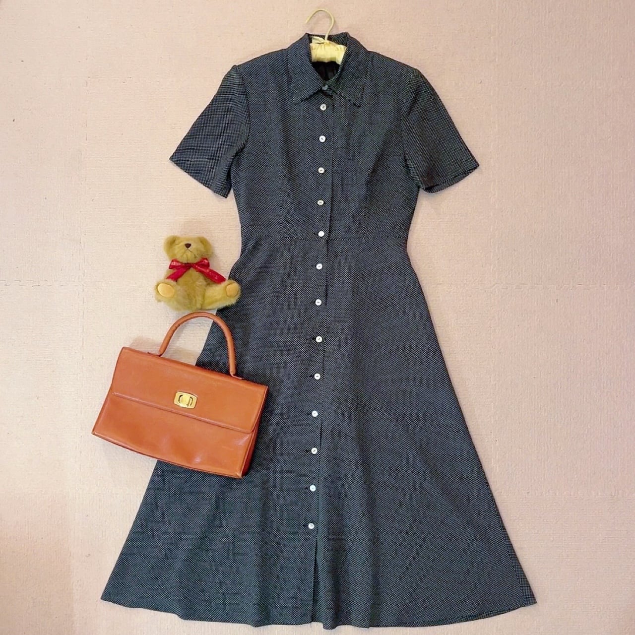 pin dot front button one-piece