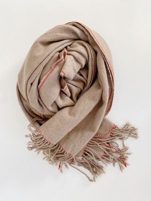 Hand-woven cashmere & lamb scarf / beige  手織りカシミヤラムショール