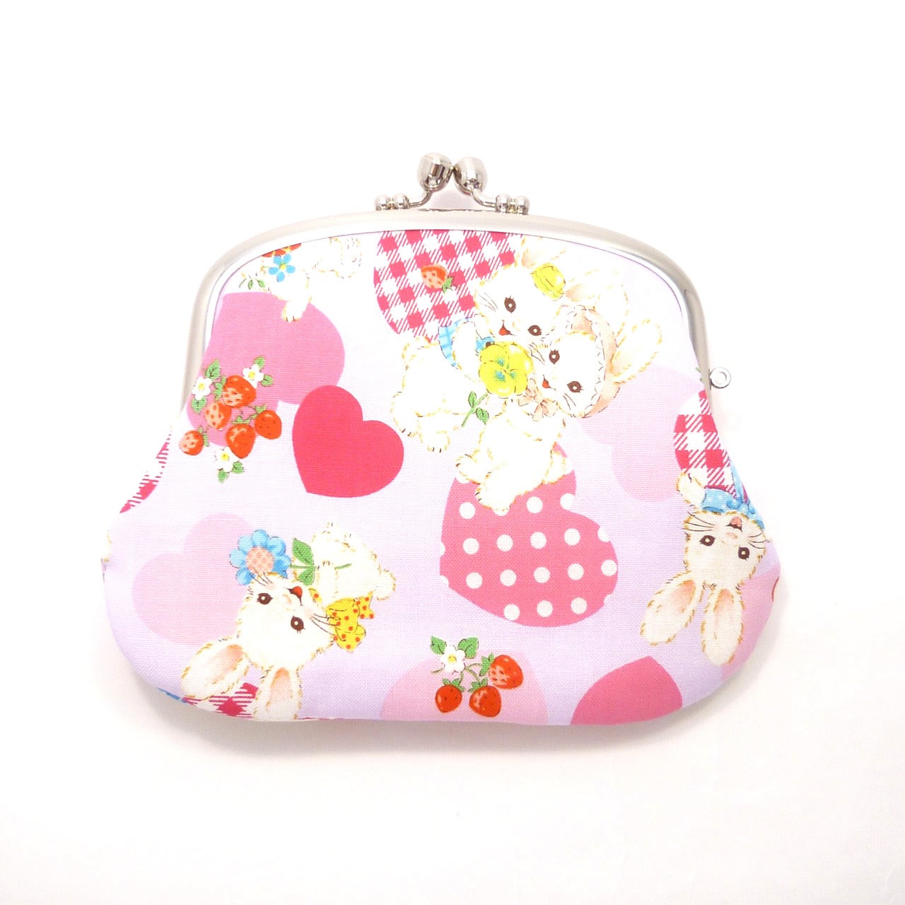 うさこページ　親子がま口財布（22cm） 6/19追加☆ 外ポケット付き 親子がま口 財布 メルヘン うさぎ柄 ウサギ
