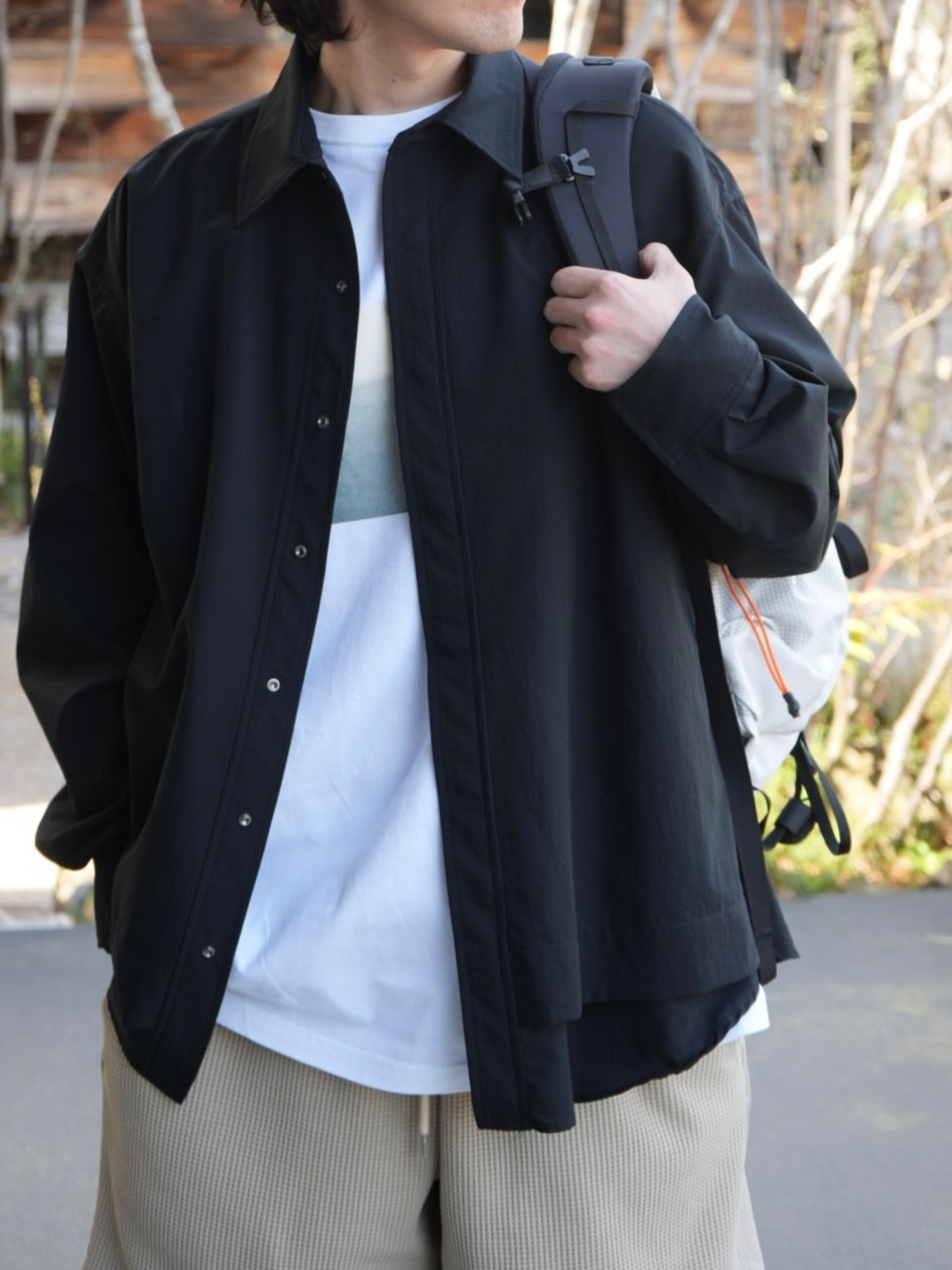 meanswhile ミーンズワイル【 Breathable Side Slit L/S SH 】 | LARGE 