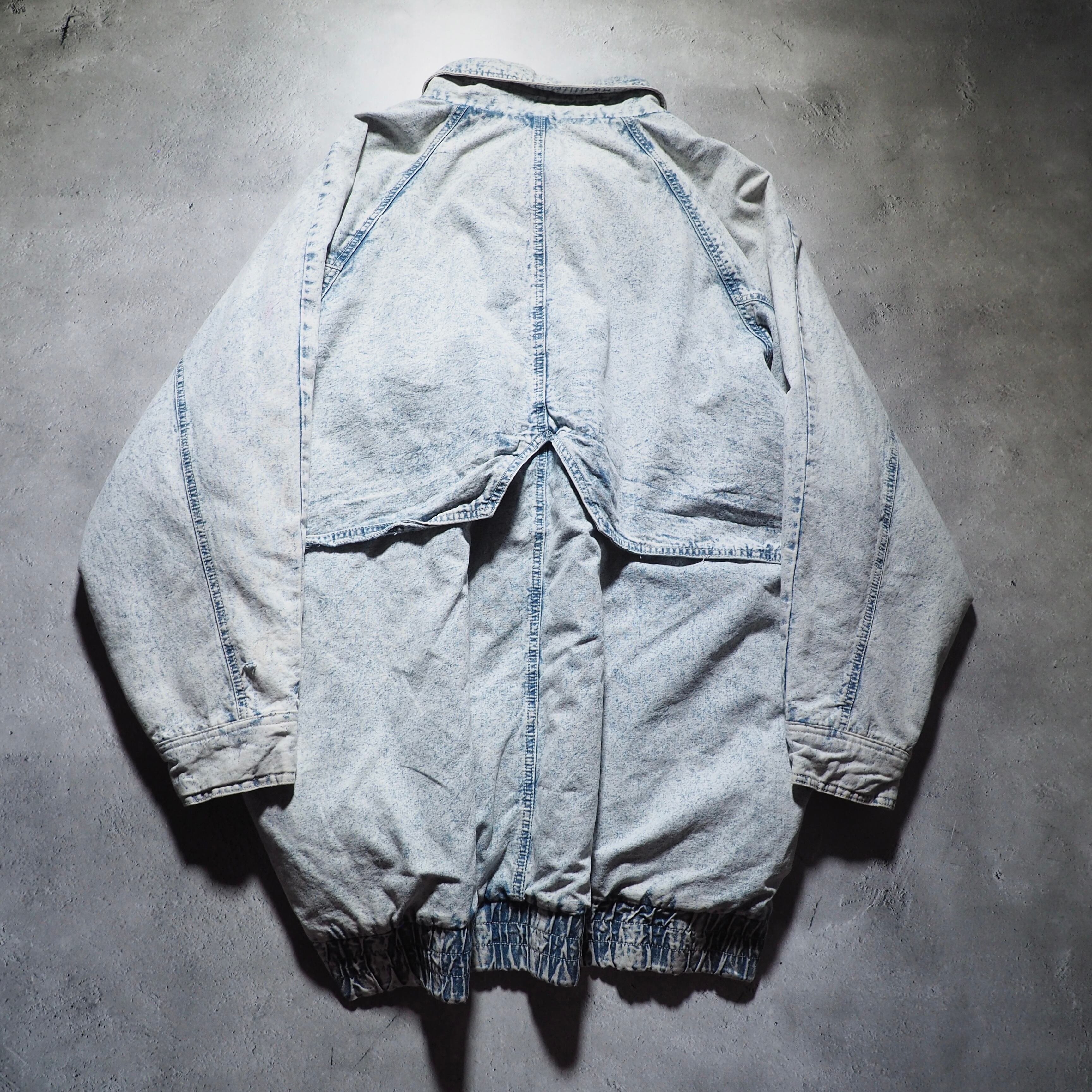 1990s High neck Deformation silhouette vintage loose Denim half coat