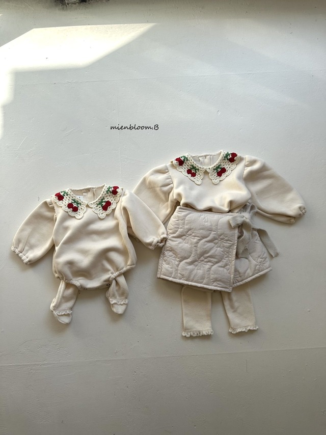 予約 KIDS - Cherry Collar Man-to-Man   [ mienbloom.B ]