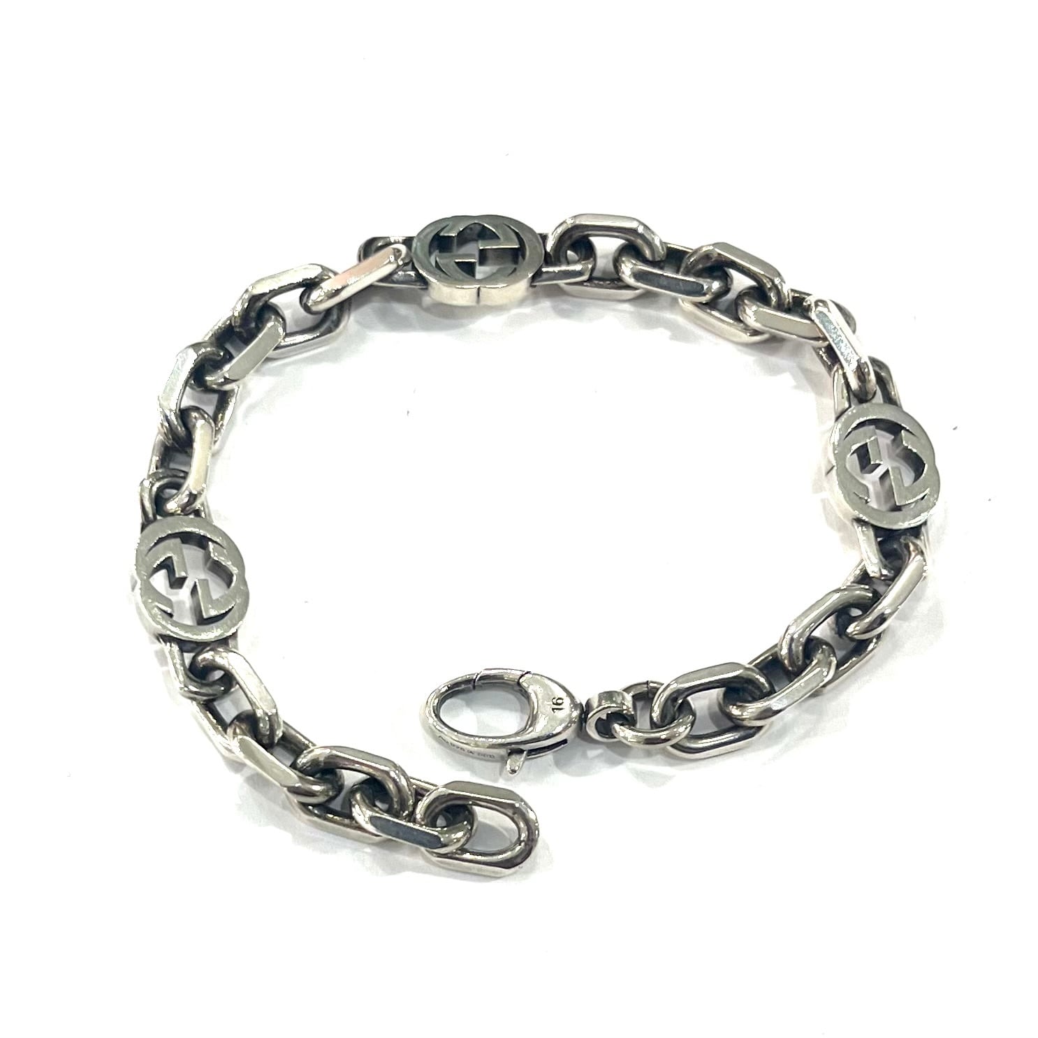 アクセサリー　Vintage　GUCCI　シルバー　ブレスレット GUCCI】T 2792 グッチ インターロッキングG チェーンブレスレット