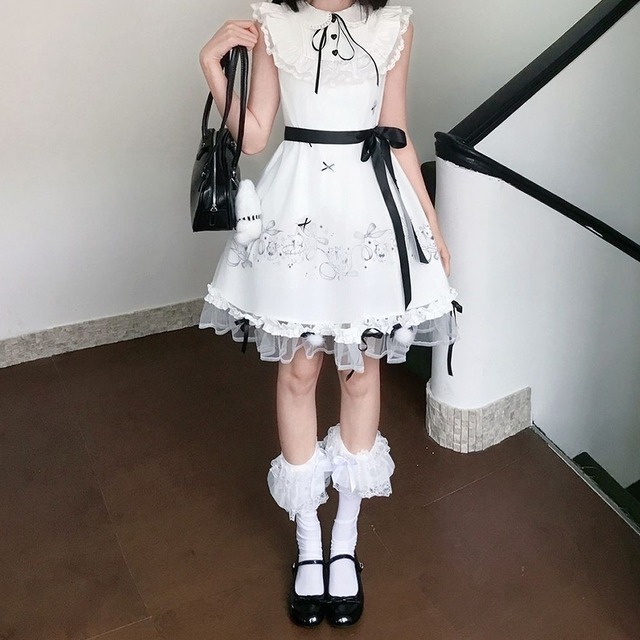 白昼夢リボンフリルドールワンピース：ノースリーブタイプ