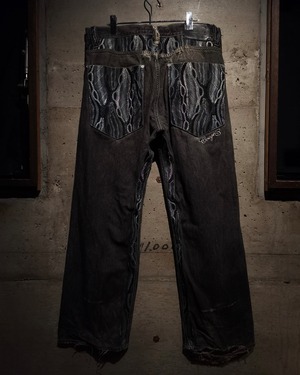 【Caka】"COOGI" Special Embroidery Design Vintage Baggy Denim Pants