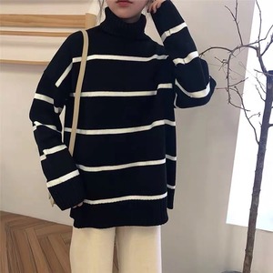 ボーダー　タートルネックオーバーニット　AJ11013-A011
