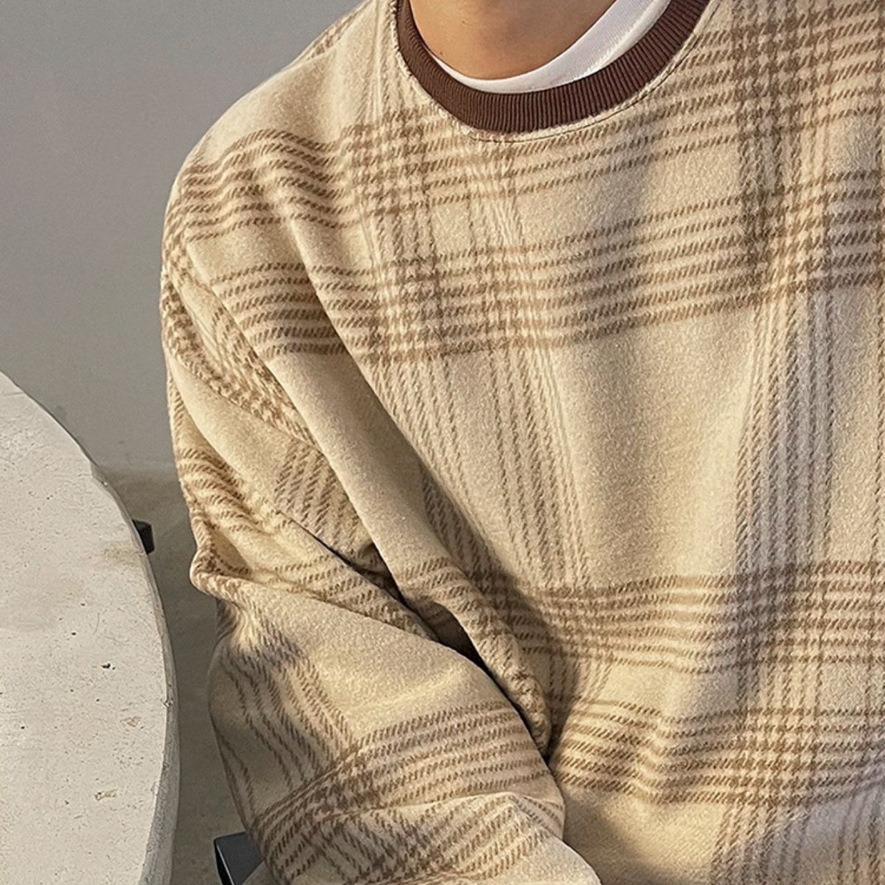 チェックパイピングニット　MT0080327