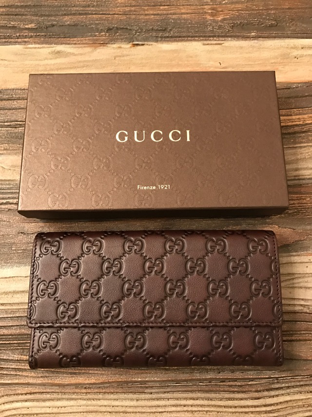 新品】Gucci グッチのレザー長財布 ブラウン | Uhoh