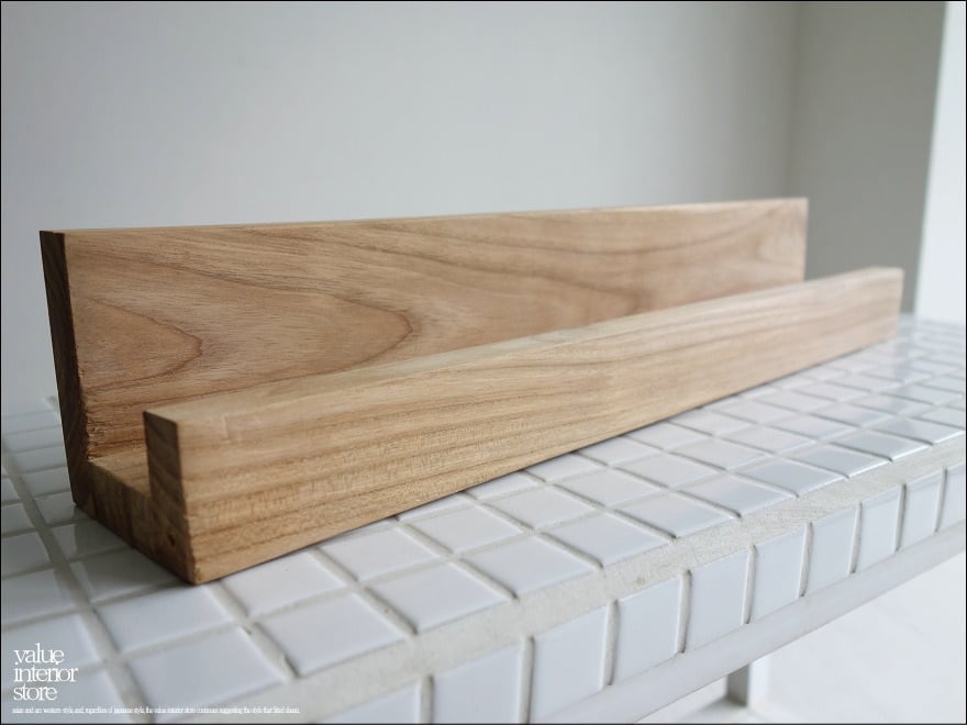 チークウォールシェルフL44/NA 壁掛け本棚 収納棚 総無垢 シンプル