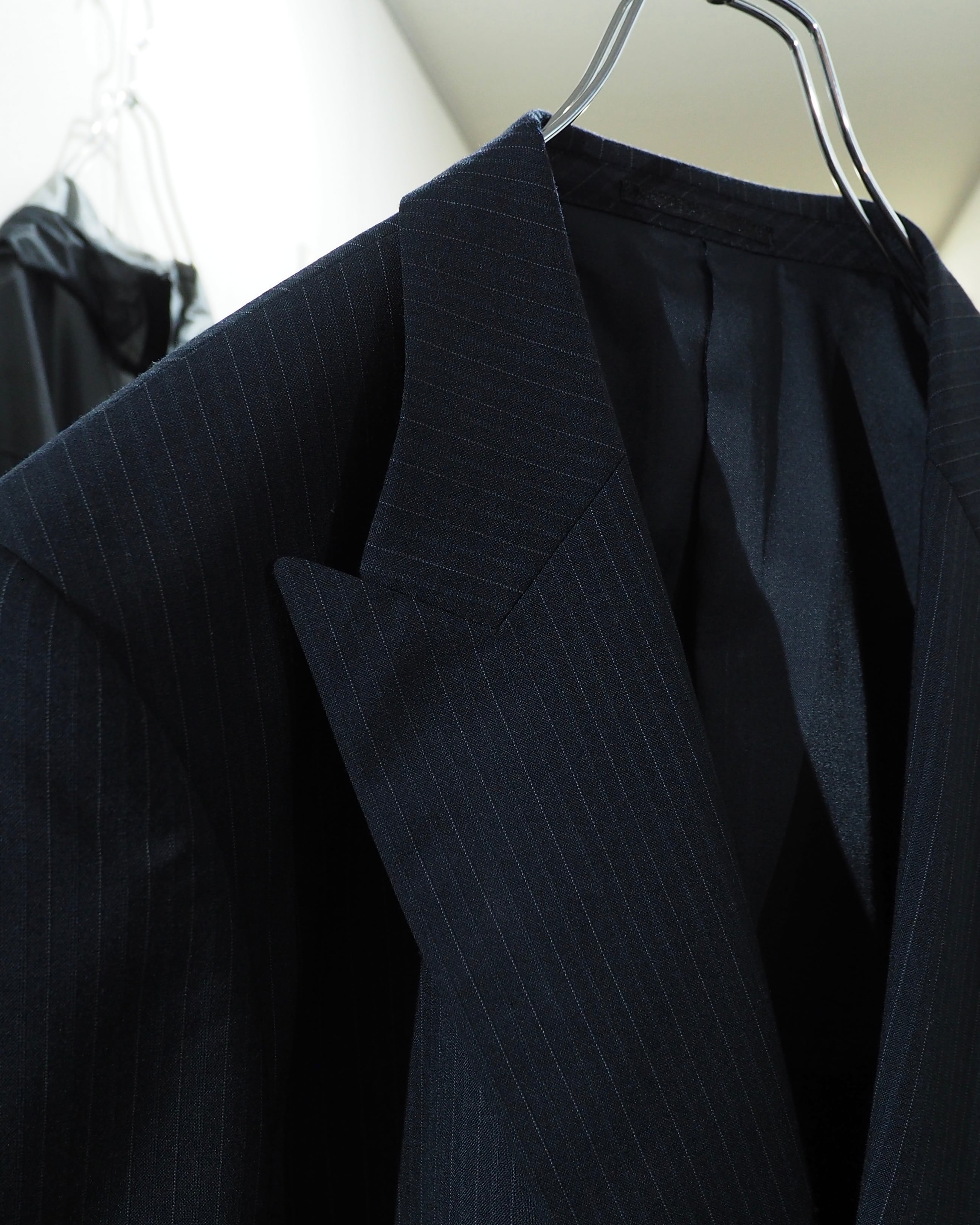 1990s Beautiful Pinstripe Embroidery Vintage Double Breasted Tailored Jacket