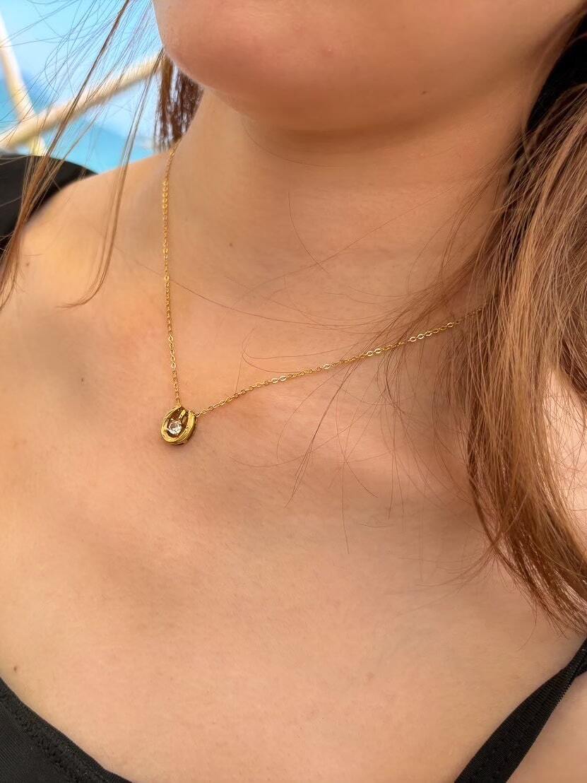 316L hawaiian zirconia horseshoe necklace #n36 | rani